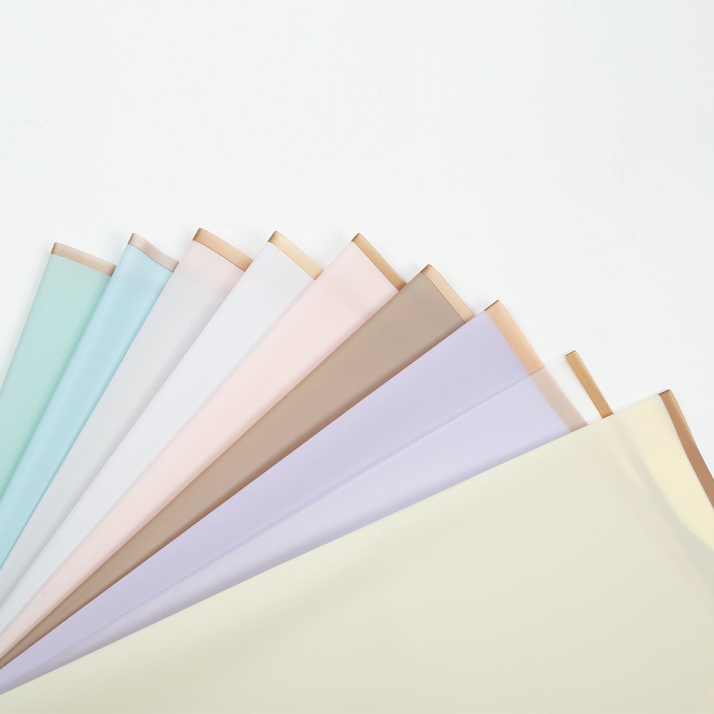 Waterproof Korean Matt Floral Wrapping Paper Plain Color Translucent Golden Edge Flower Bouquet Packaging Wrapping Paper