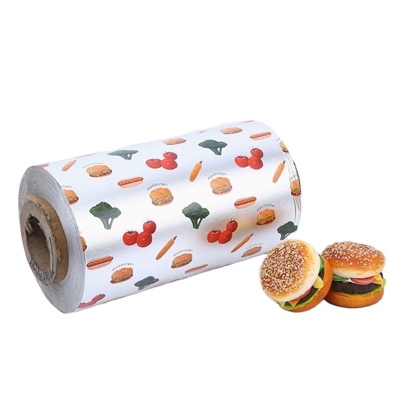 Recyclable Restaurant Oil Proof Aluminum Foil Wrap Custom Burger Wrapper Paper Burger Paper Burger Packaging Paper