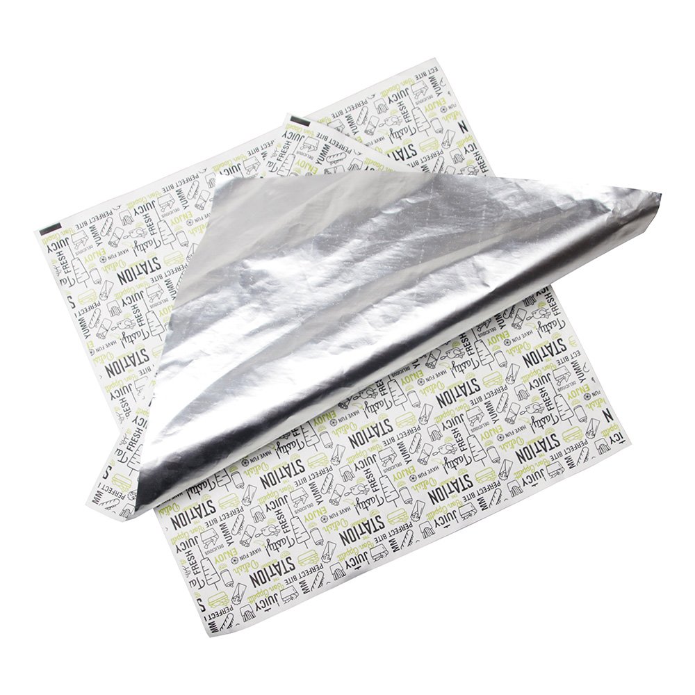Recyclable Restaurant Oil Proof Aluminum Foil Wrap Custom Burger Wrapper Paper Burger Paper Burger Packaging Paper