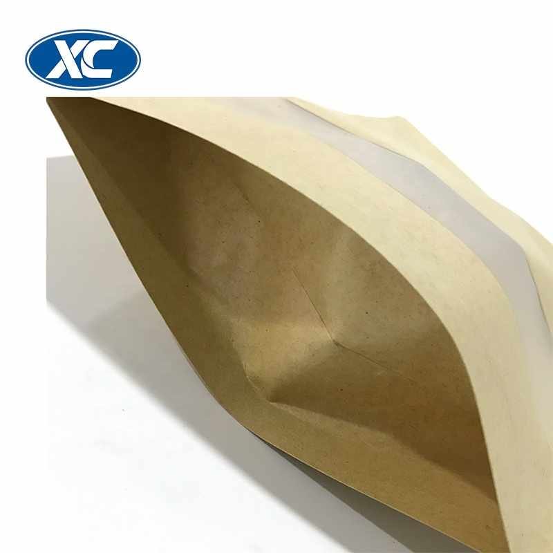 Wholesale Snack Nuts Coffee Food Packaging Bag Ziplock Candy Brown Kraft Craft Paper Standing Up Pouch With Hole Handle