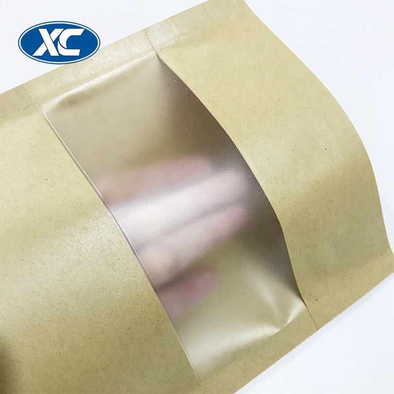 Wholesale Snack Nuts Coffee Food Packaging Bag Ziplock Candy Brown Kraft Craft Paper Standing Up Pouch With Hole Handle