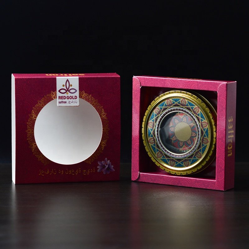 Wholesale Spice Foldable Packaging Saffron Paper Box Saffron Gift Packaging With window Safran Package Behalter