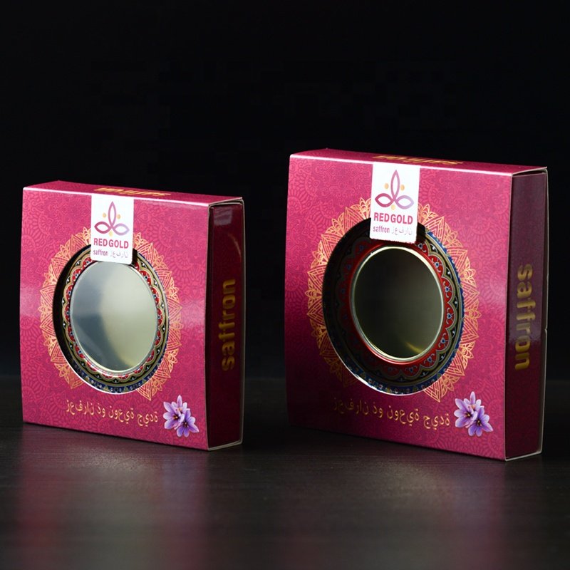 Wholesale Spice Foldable Packaging Saffron Paper Box Saffron Gift Packaging With window Safran Package Behalter