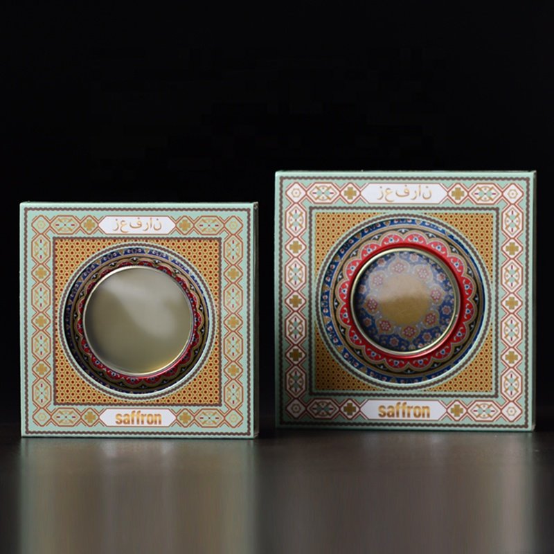 Wholesale Spice Foldable Packaging Saffron Paper Box Saffron Gift Packaging With window Safran Package Behalter