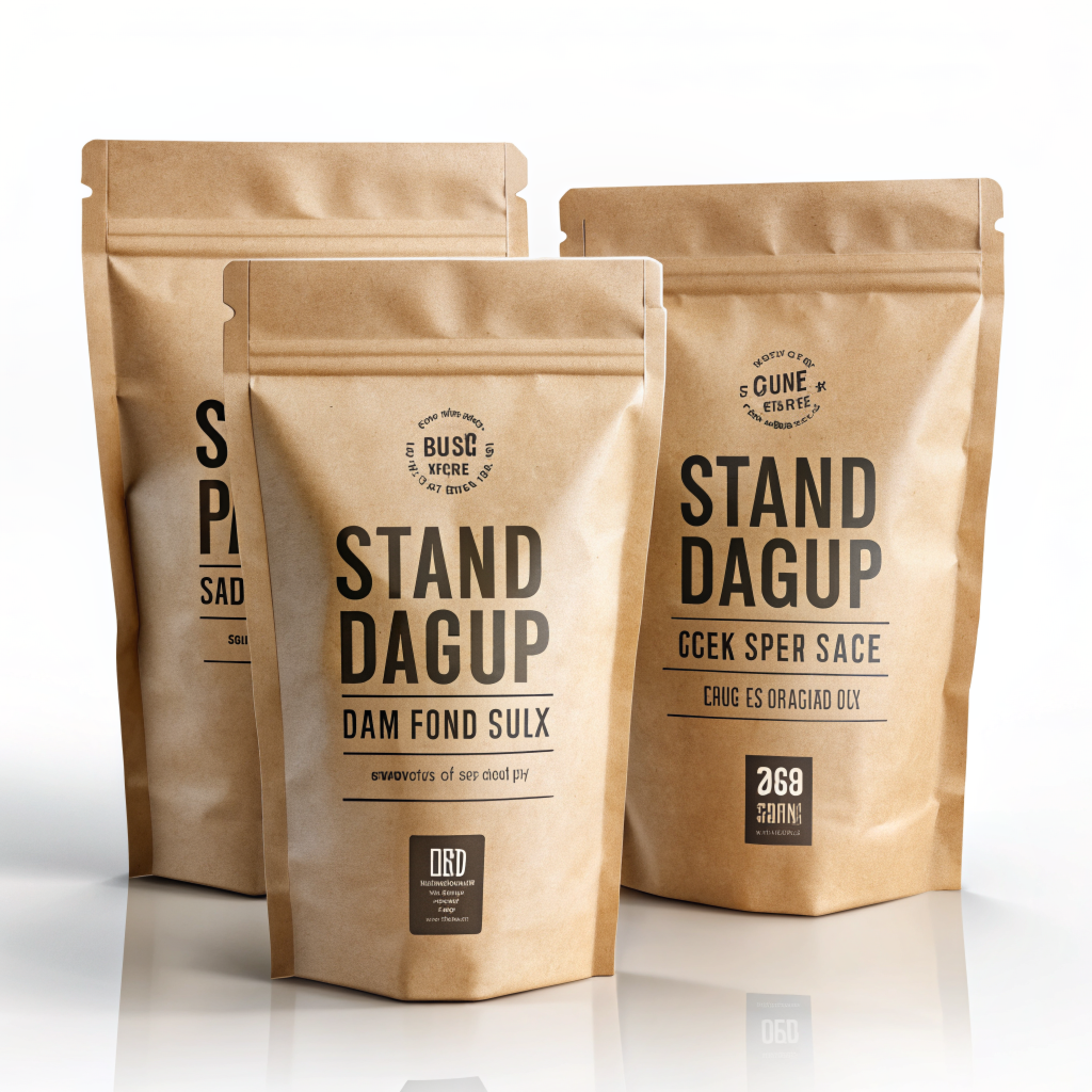 Eco Friendly Ziplock Stand Up Pouch Biodegradable Food Packaging Compostable Recyclable Kraft Paper Pouch Food Bags
