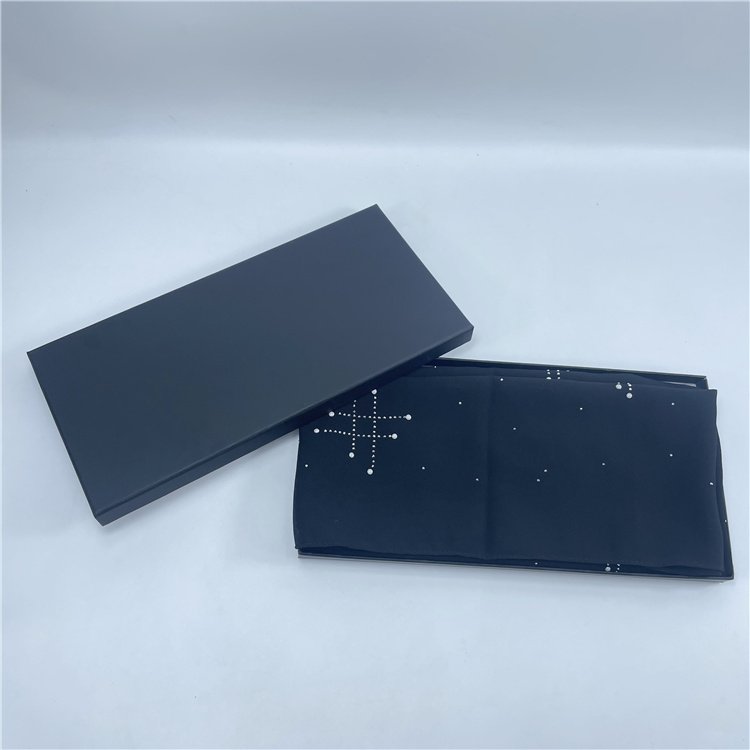 Reusable Golden Stamping Black Paper Clothing Customizable Logo Hard Scarf Box Packing Luxury Packaging Supplier Box With Lid