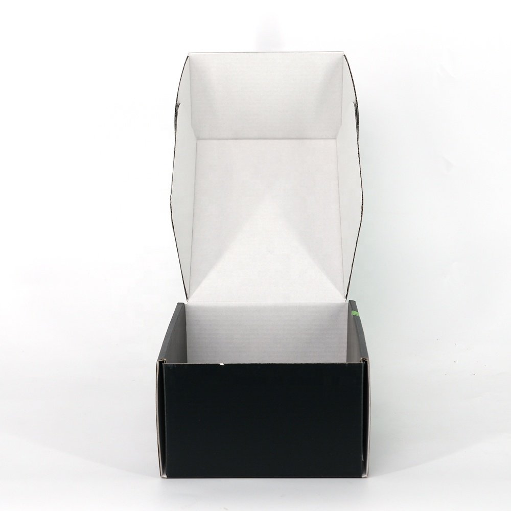Custom Corrugated Box Black Shipping Boxes Clothes Bag Mailer Gift Packaging Paper Box Wholesale with logo printing