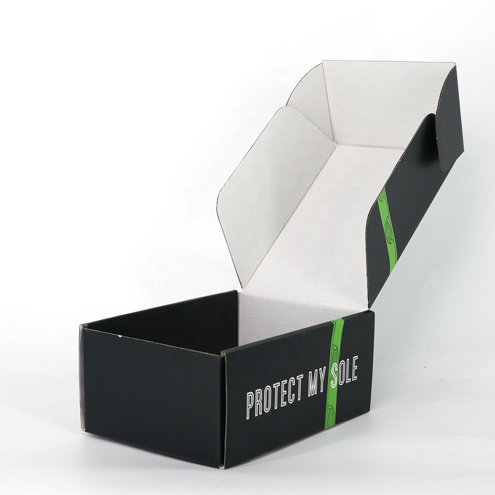 Custom Corrugated Box Black Shipping Boxes Clothes Bag Mailer Gift Packaging Paper Box Wholesale with logo printing