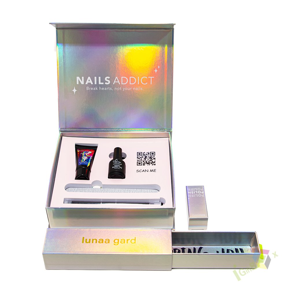 Luxury Design Custom Printing Holographic Cosmetic Box Packaging Paper Gift Box with Magnetic Closure