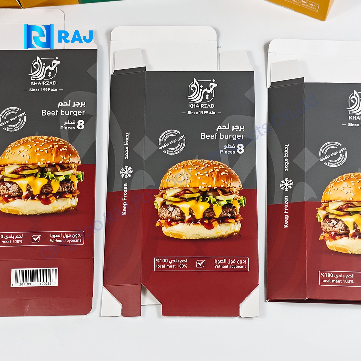 Custom Printed Frozen Food Packaging Box for Frozen Hamburger and Chips Packaging Cardboard Box with Logo
