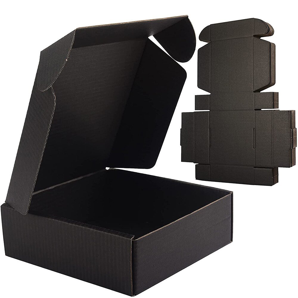 Black Mailer Paper Custom Shipping Boxes Delivery Mailing Packaging Box Cosmetic Corrugated Cardboard Corrugated Board Foldable