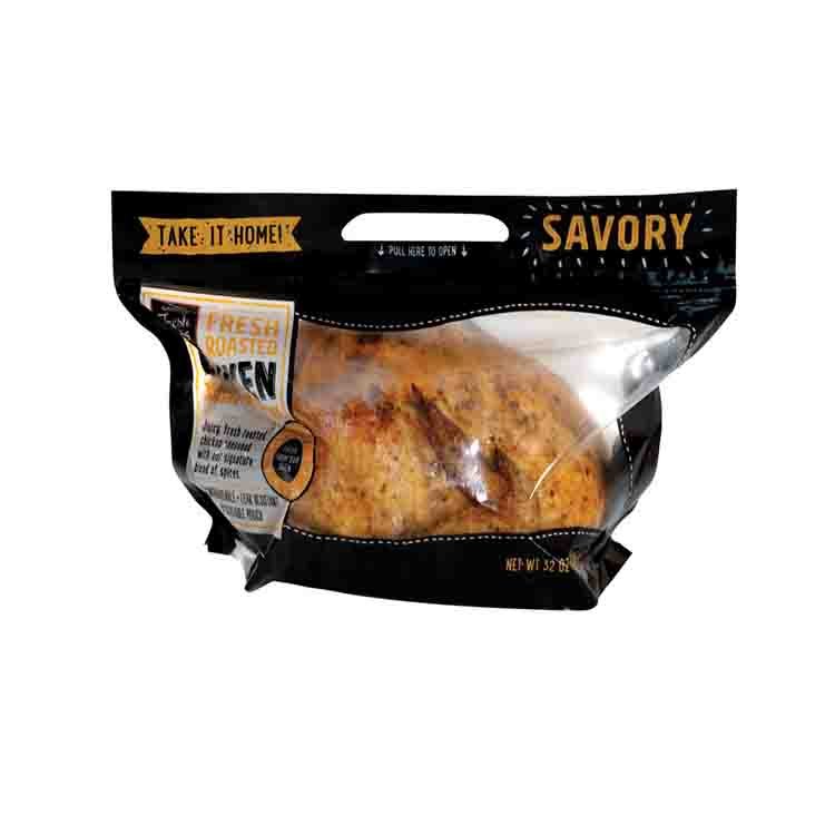 Custom biodegradable pla eco zipper microwavable plastic whole fresh hot grill roasted chicken packing frozen food packaging bag