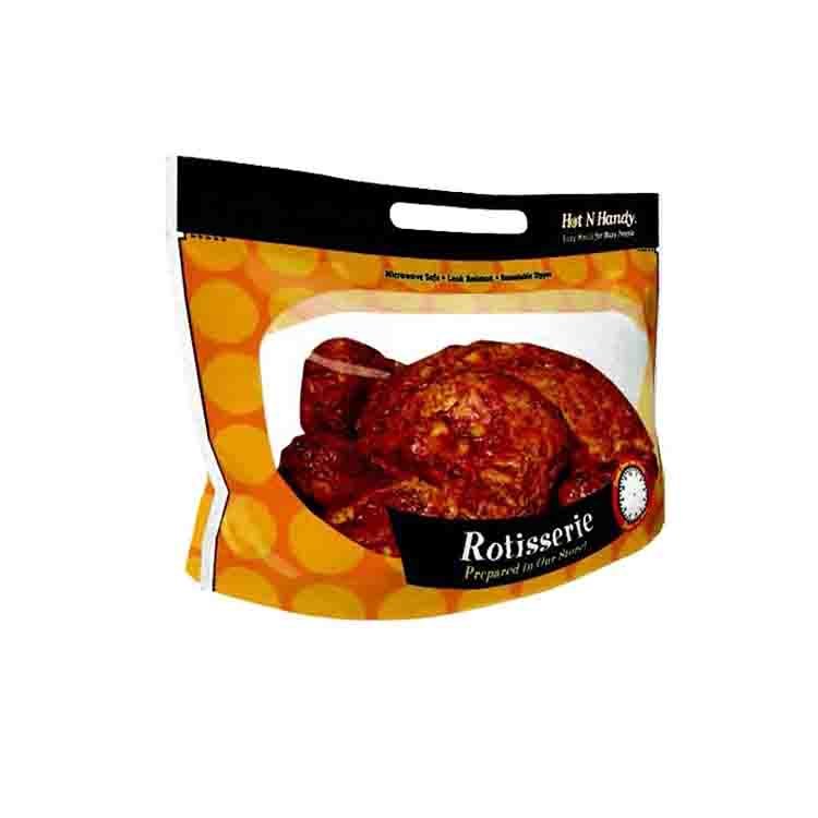 Custom biodegradable pla eco zipper microwavable plastic whole fresh hot grill roasted chicken packing frozen food packaging bag