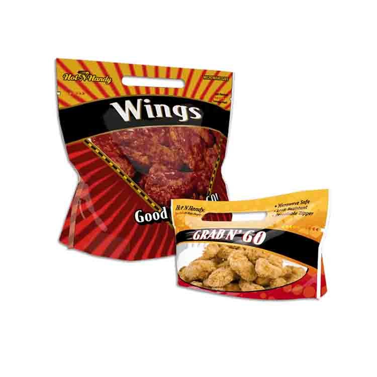 Custom biodegradable pla eco zipper microwavable plastic whole fresh hot grill roasted chicken packing frozen food packaging bag
