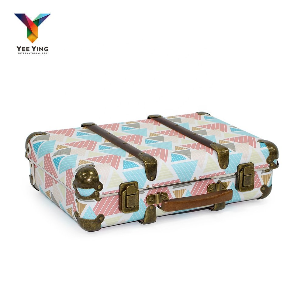 Wedding custom luxury suitcase vintage makeup paper suitcase gift box with handle