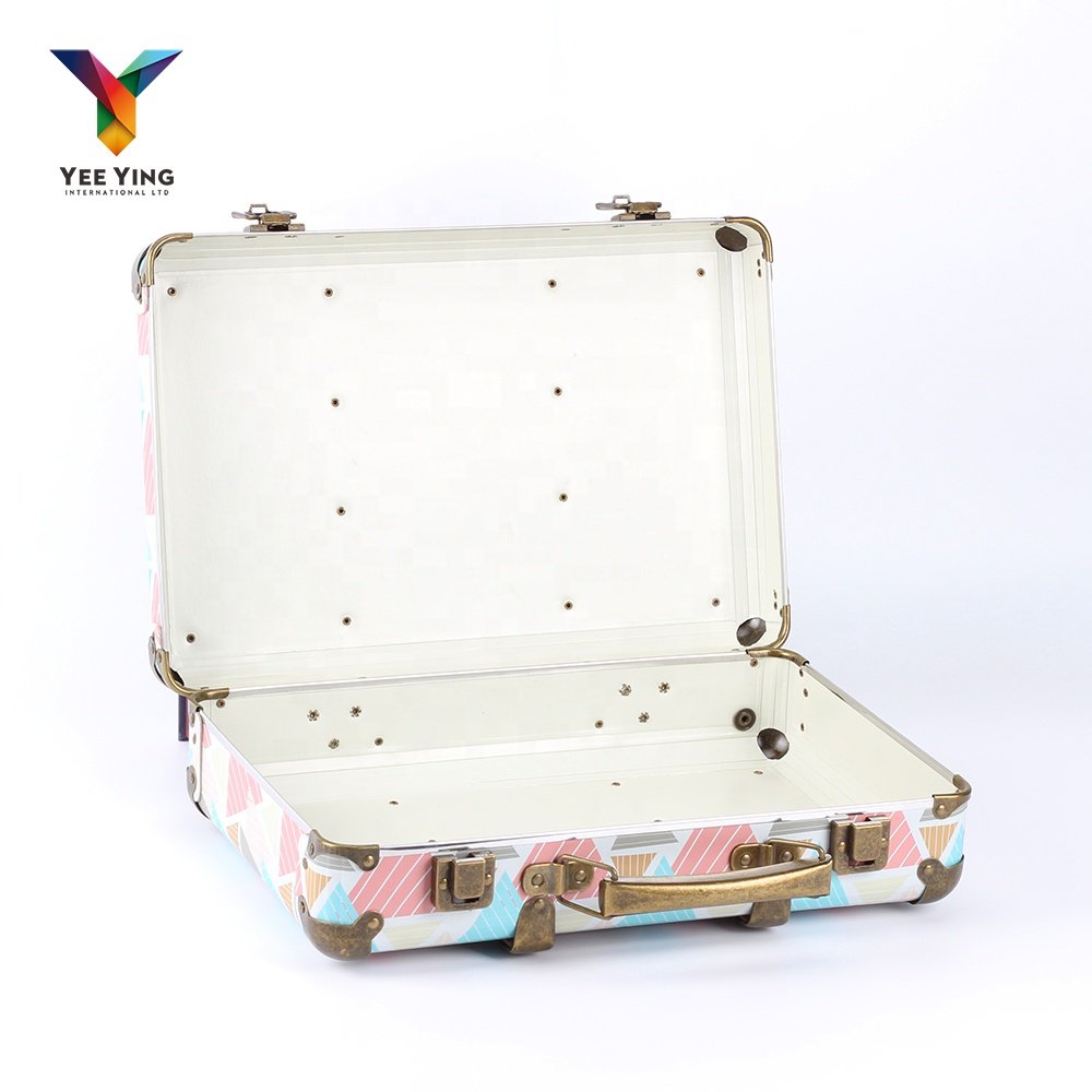 Wedding custom luxury suitcase vintage makeup paper suitcase gift box with handle