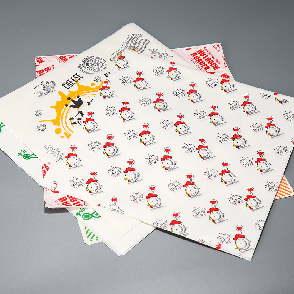 Household Hamburger Printed Food Wrapping Greaseproof Paper Burger Sandwich Wrapping packaging paper