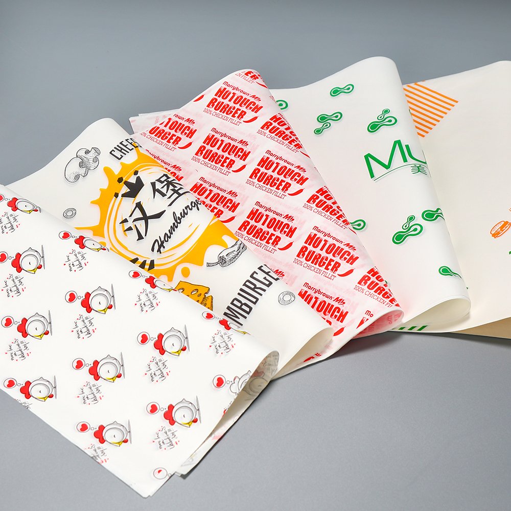 Household Hamburger Printed Food Wrapping Greaseproof Paper Burger Sandwich Wrapping packaging paper