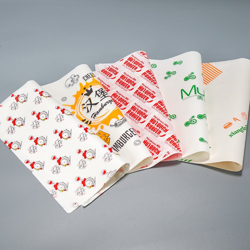 Household Hamburger Printed Food Wrapping Greaseproof Paper Burger Sandwich Wrapping packaging paper