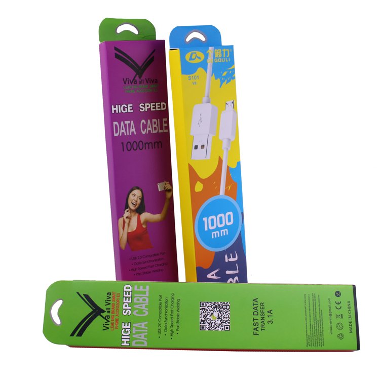 Customized fast double data cable box paper packaging boxes Custom shipping box