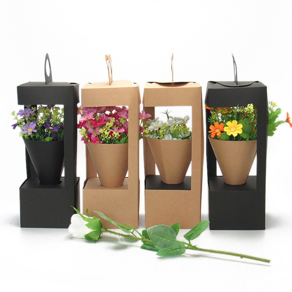manufacture custom hot selling small kraft paper cheap packaging gift box for flowers bouquet arrangement with logo