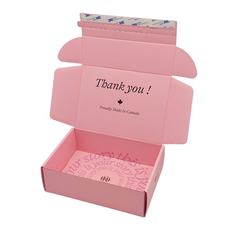 Custom Foldable Clothes Eyelash Underwear Pink Mailing Gift Packaging Cardboard Shipping Mailer Boxes With Tear Strip