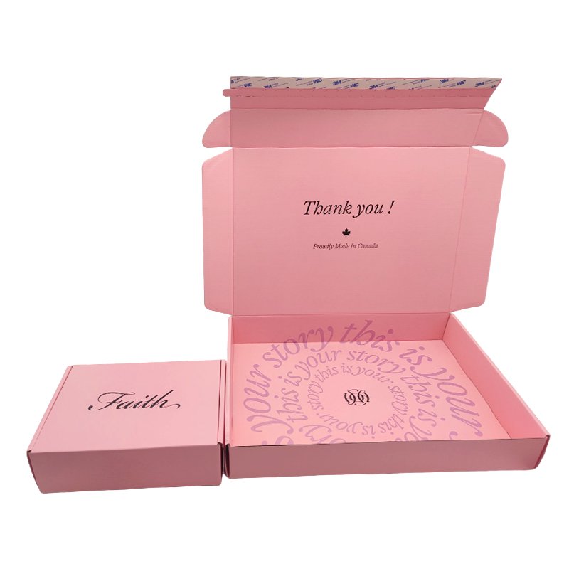 Custom Foldable Clothes Eyelash Underwear Pink Mailing Gift Packaging Cardboard Shipping Mailer Boxes With Tear Strip