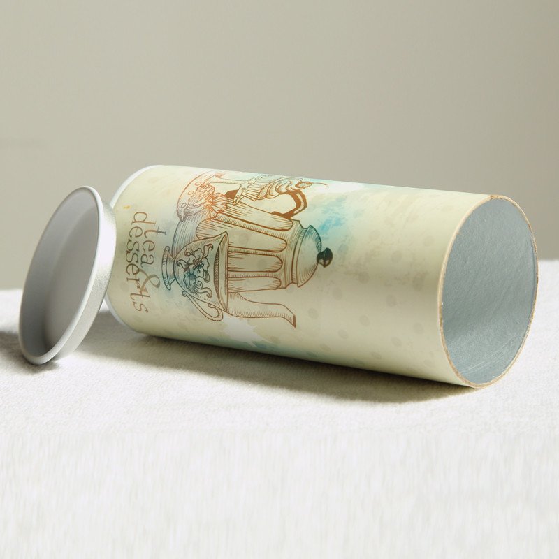 factory price round black tea tin box food packaging paper tube for coffee bean/tea packaging minimum OEM order