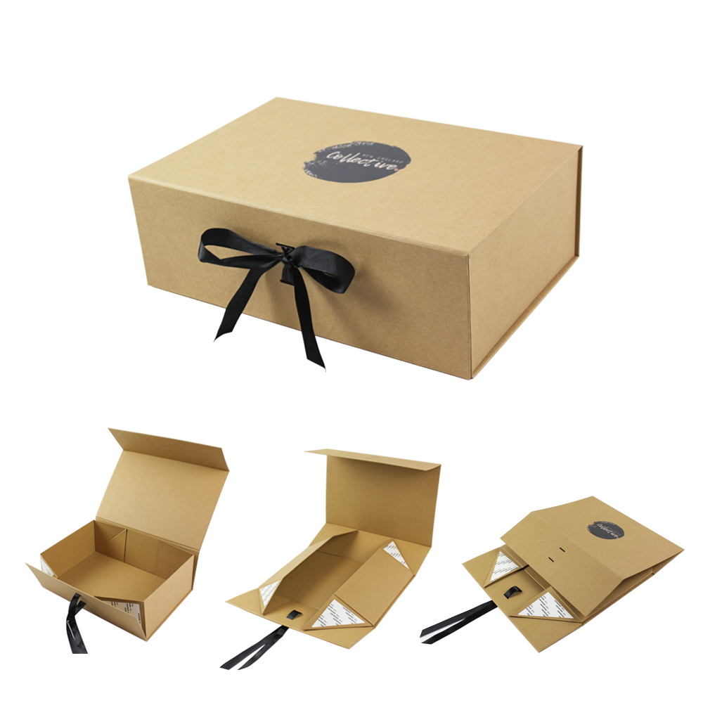 luxury folding gift box classic black large magnetic packaging paper carton boxes 21x12x5 reusable collapsible folding crate box