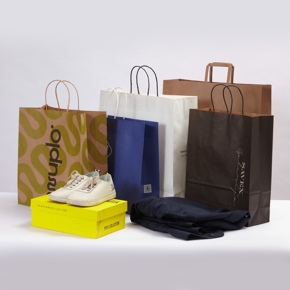 Wholesale Custom Luxury Craft Gift Brown White packaging Bolsa De Papel Printed Shopping Bag Kraft paper Bags With Your Own Logo