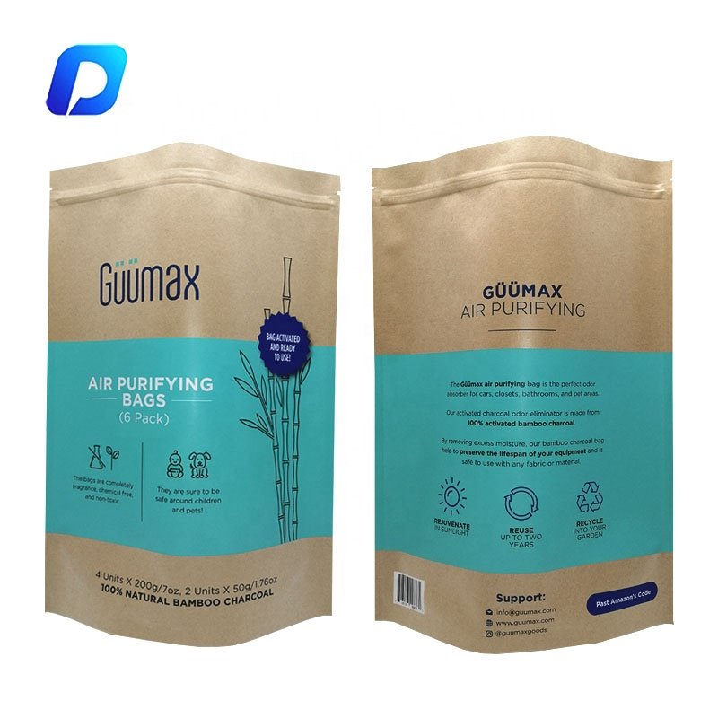 Eco-friendly paper matte material dry food packaging stand up kraft paper bag with zipper