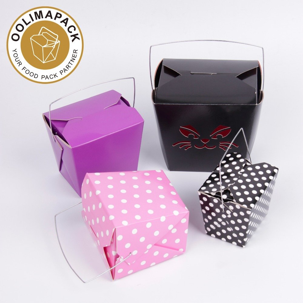 16oz Paper Noodle Box,Disposable Chinese Take Out Box with Handle