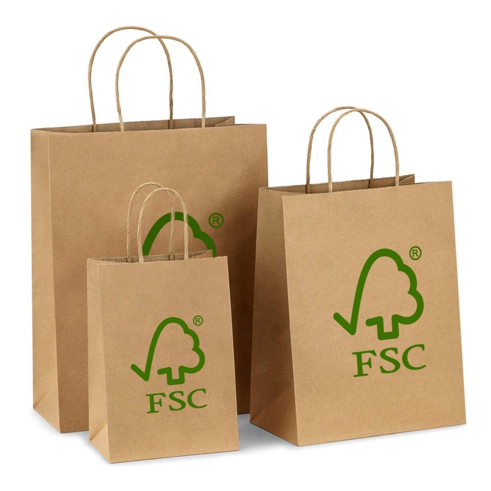 Recyclable kraft brown paper top-ranking product wholesale custom logo eco friendly brown fast food take away kraft paper bag