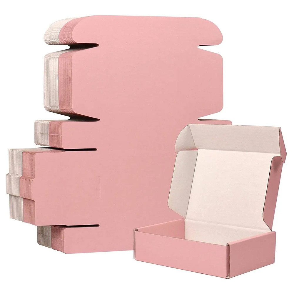 Custom Logo Pink Shipping Boxes for Small Business Small Corrugated Mailer Cardboard Boxes for Packaging Gift Boxes