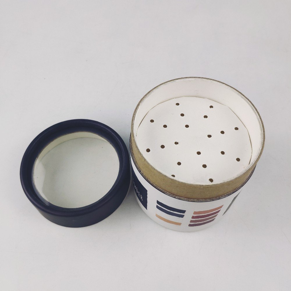 Biodegradable Cardboard Container Jars With Sifters Shaker Paper Tube For Cosmetic Loose Powder Dry Hair Shampoo Powder