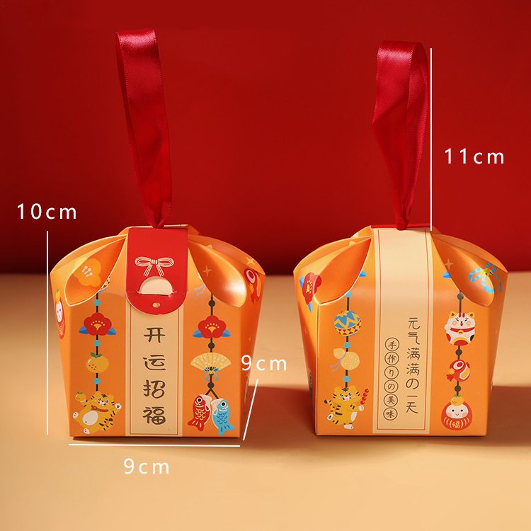 2022 New surprise party gift with box packaging red chocolate snow biscuit packaging box portable toffee Hi candy box wholesale