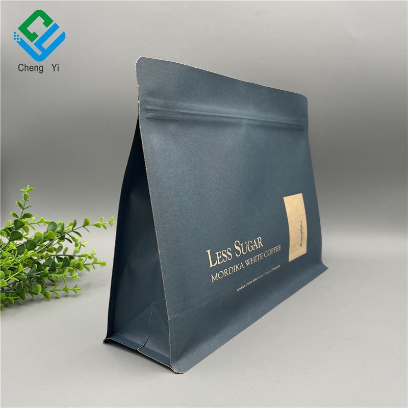 Customized Printed Biodegradable Kraft Paper Packaging Stand Up Zip lock Bag With Valve For Tea Coffee Bean 500g 12 oz 16 oz Bag
