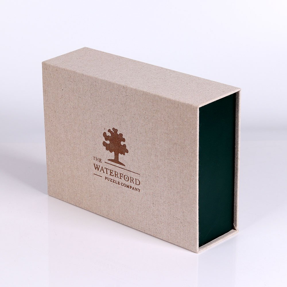Custom luxury fabric linen paper book shape magnetic gift clothes package box high quality paper box for clothing packaging