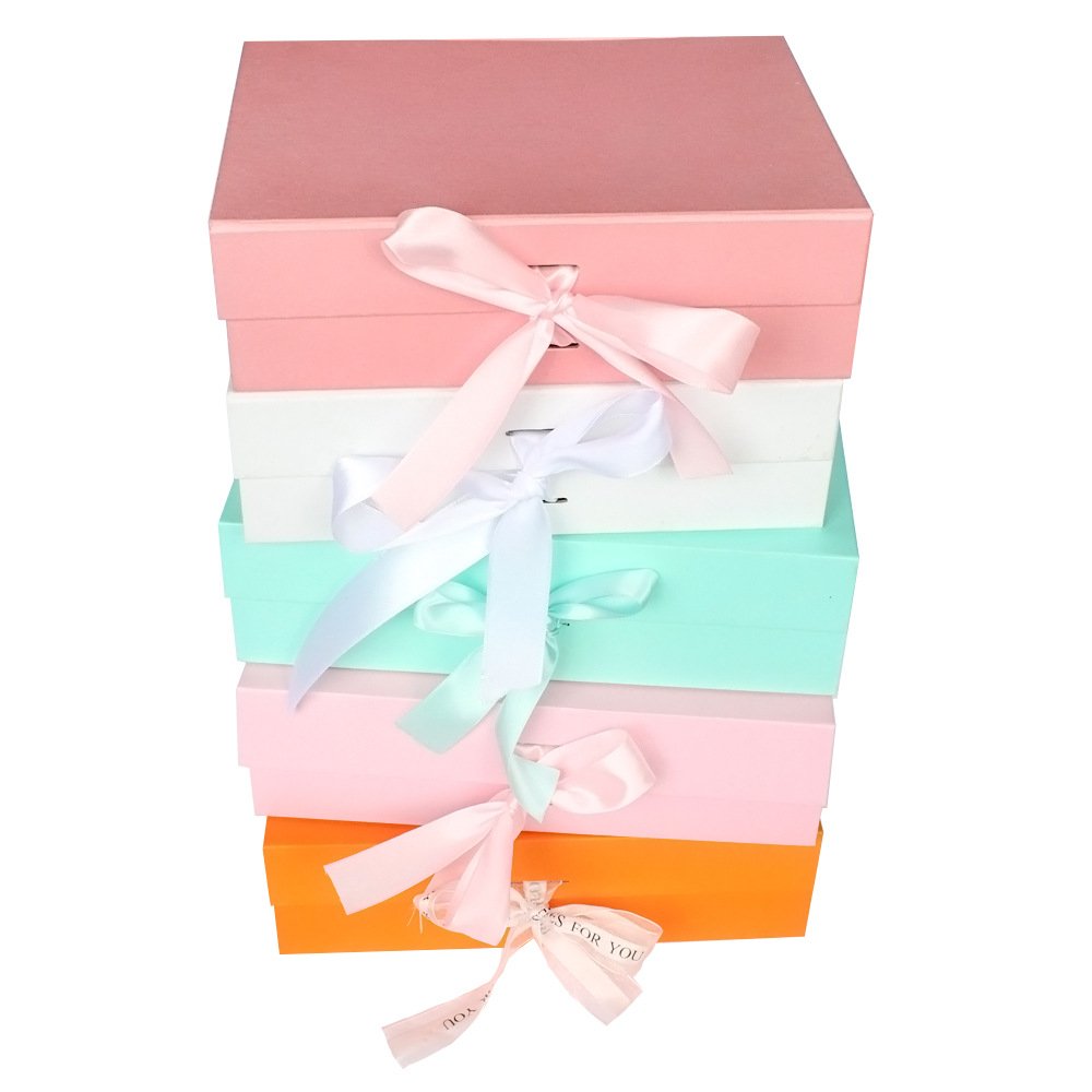 Customization Luxury Magnetic Folding Storage Paper Packaging Gift Box With Ribbon Closure