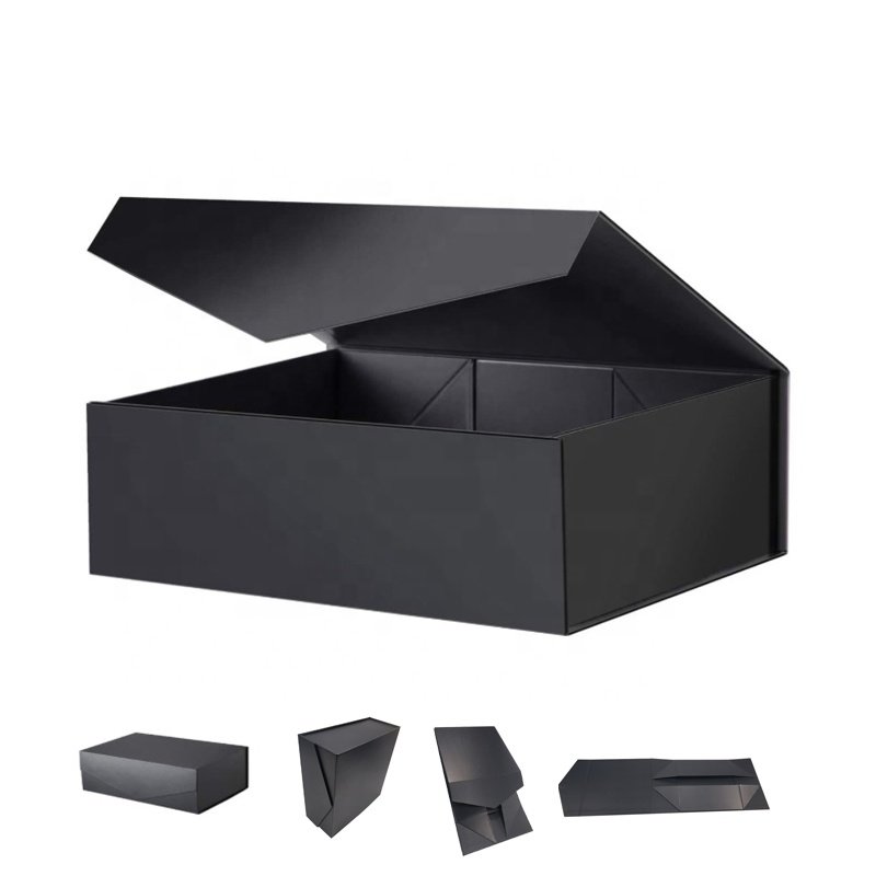Wholesale large black custom logo paper box cardboard packaging box luxury magnetic paper gift box with magnet