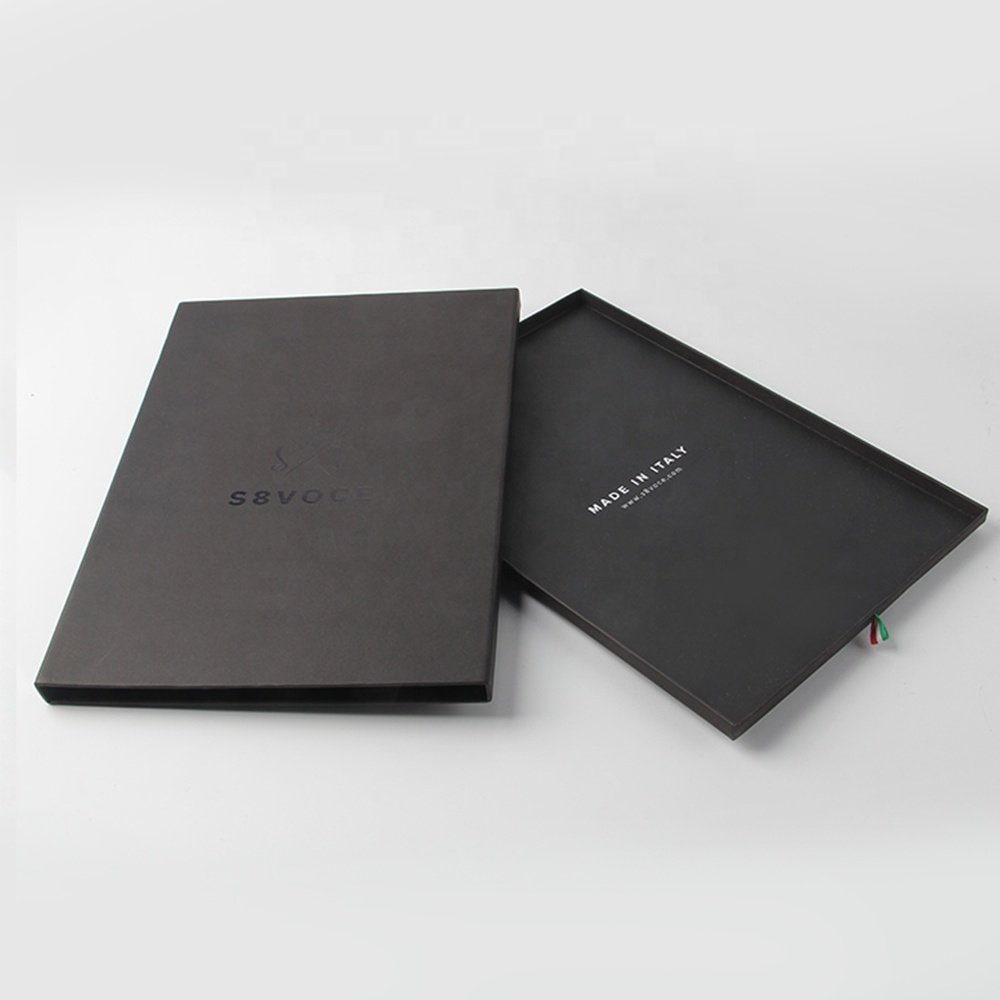 Eco Paper Box Luxury Black Drawer Box packaging Custom Black Tshirt Box T-shirt packaging