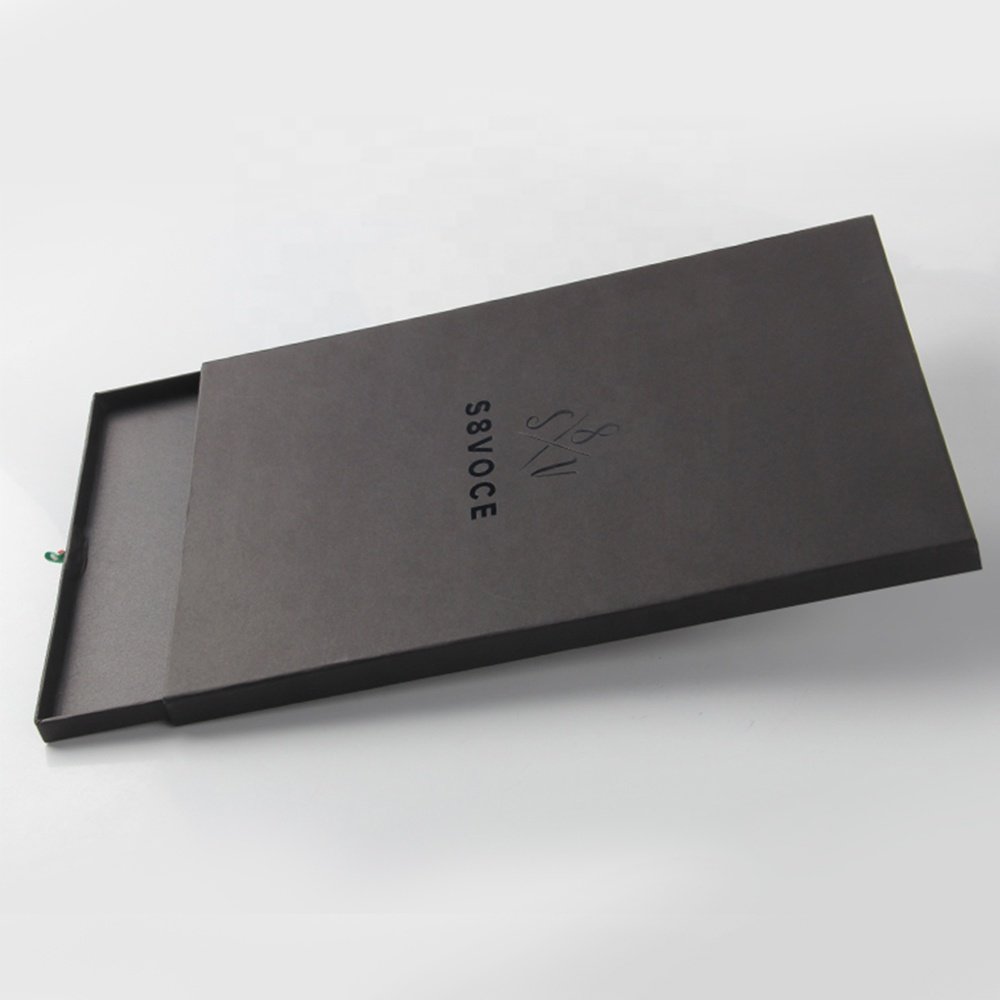 Eco Paper Box Luxury Black Drawer Box packaging Custom Black Tshirt Box T-shirt packaging