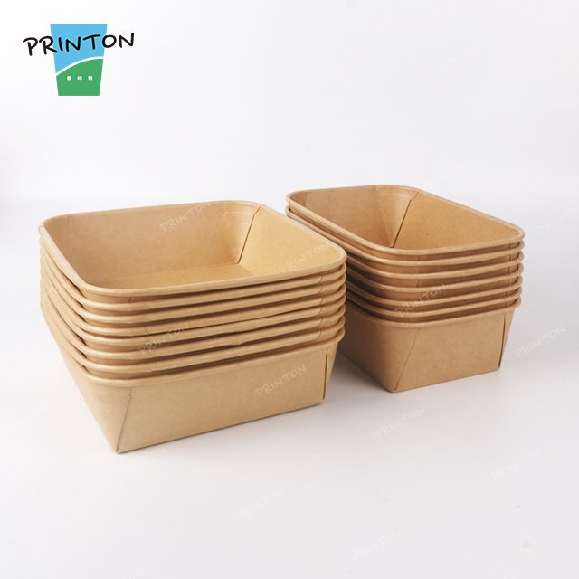 Printon Custom rectangular conical disposable take out paper food containers kraft paper packaging food boxes
