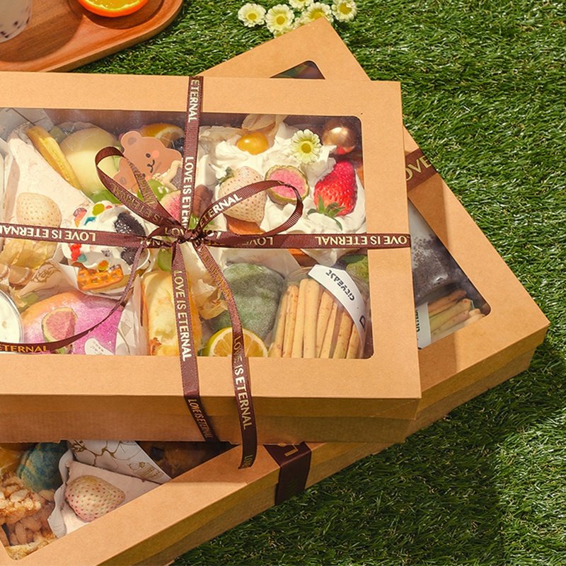 Wholesale Custom Printed Full Size Food Boxes Paper Packaging Sushi Candy Cake Boxes With Clear Lid