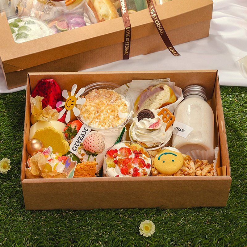 Wholesale Custom Printed Full Size Food Boxes Paper Packaging Sushi Candy Cake Boxes With Clear Lid