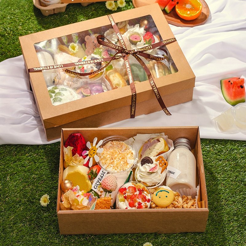 Wholesale Custom Printed Full Size Food Boxes Paper Packaging Sushi Candy Cake Boxes With Clear Lid
