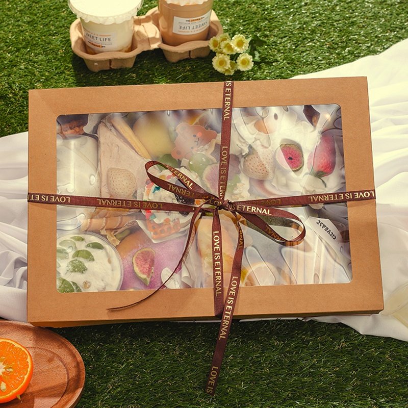 Wholesale Custom Printed Full Size Food Boxes Paper Packaging Sushi Candy Cake Boxes With Clear Lid