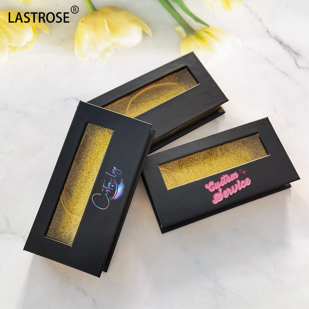 Wholesale Flip Open Window Eyelash Box Luxury Glitter Cardboard Paper Eyelash Packaging Magnetic Box