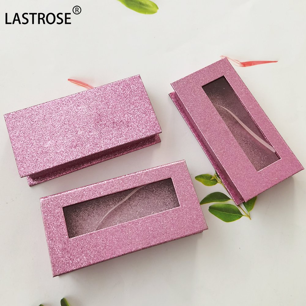 Wholesale Flip Open Window Eyelash Box Luxury Glitter Cardboard Paper Eyelash Packaging Magnetic Box