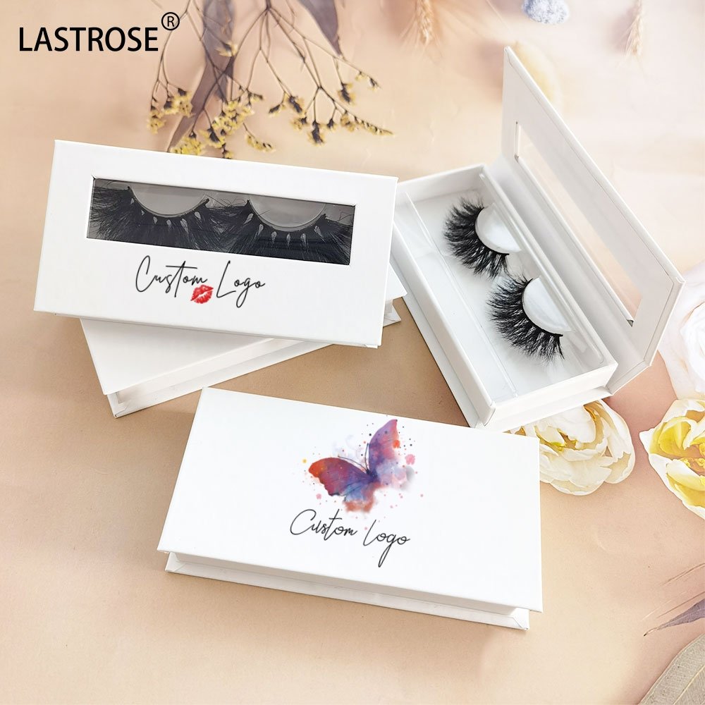 Wholesale Flip Open Window Eyelash Box Luxury Glitter Cardboard Paper Eyelash Packaging Magnetic Box